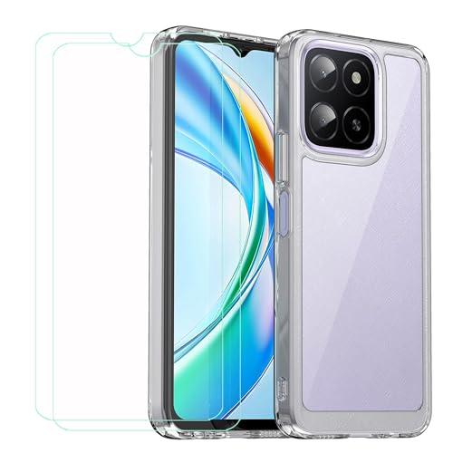 GYDQQKJ Displayschutz + Hülle für Honor X6B,Transparent Cover TPU Handyhülle Silikon Tasche Case Schutzhülle - 2 Stück Gehärtetes Glas Schutzfolie für (6.56") von GYDQQKJ
