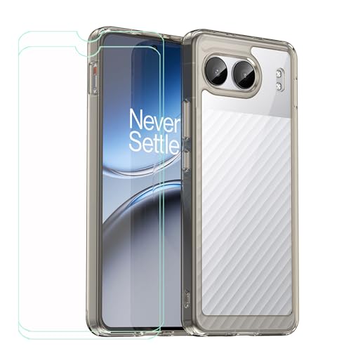 GYDQQKJ Displayschutz + Hülle für Oneplus Nord 4,Schwarz Cover TPU Handyhülle Silikon Tasche Case Schutzhülle - 2 Stück Gehärtetes Glas Schutzfolie für (6.74") von GYDQQKJ