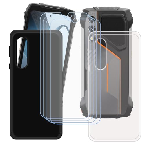 GYDQQKJ Displayschutz + Hülle für Oscal Pilot 1,Transparent + Schwarz Cover TPU Handyhülle Silikon Tasche Case Schutzhülle - 4 Stück Gehärtetes Glas Schutzfolie für (6.67") von GYDQQKJ