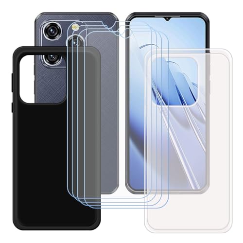GYDQQKJ Displayschutz + Hülle für Oukitel WP52,2 Pack Semi-Transparent + Schwarz Cover TPU Handyhülle Silikon Tasche Case Schutzhülle - 4 Stück Gehärtetes Glas Schutzfolie für (6.60") von GYDQQKJ