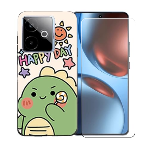 GYDQQKJ Displayschutz + Hülle für Realme GT7 5G,Schwarz Cover TPU Handyhülle Silikon Tasche Case Schutzhülle - HD Schutzfolie Anti-Fall Displayschutz für (6.80") - LLM49 von GYDQQKJ