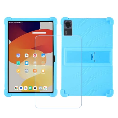 GYDQQKJ Displayschutz + Hülle für Samsung Galaxy Tab S10 FE Plus,Himmelblau Cover TPU Handyhülle Silikon Tasche Case Schutzhülle - HD Schutzfolie Anti-Fall Disschutzfolie (13.0") - Himmelblau von GYDQQKJ