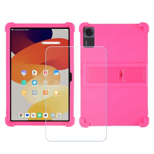 GYDQQKJ Displayschutz + Hülle für Samsung Galaxy Tab S10 FE Plus,Rosenrot Cover TPU Handyhülle Silikon Tasche Case Schutzhülle - HD Schutzfolie Anti-Fall Disschutzfolie (13.0") - Rosenrot von GYDQQKJ