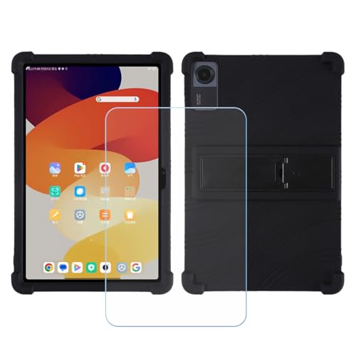 GYDQQKJ Displayschutz + Hülle für Samsung Galaxy Tab S10 FE Plus,Schwarz Cover TPU Handyhülle Silikon Tasche Case Schutzhülle - HD Schutzfolie Anti-Fall Disschutzfolie (13.0") - Schwarz von GYDQQKJ