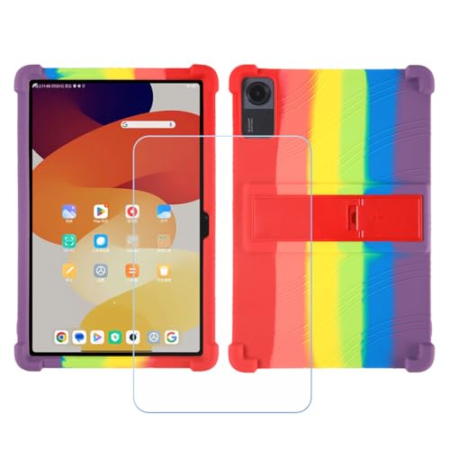 GYDQQKJ Displayschutz + Hülle für Samsung Galaxy Tab S10 FE Plus,Sieben Farben Cover Handyhülle Silikon Tasche Case Schutzhülle - HD Schutzfolie Anti-Fall Disschutzfolie (13.0") von GYDQQKJ