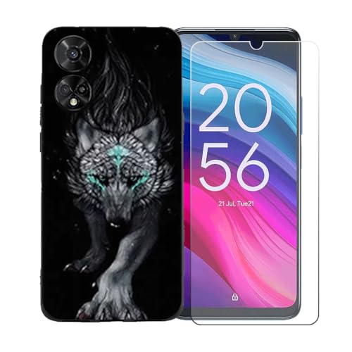 GYDQQKJ Displayschutz + Hülle für TCL One Touch T10 5G T550N,Schwarz Cover TPU Handyhülle Silikon Tasche Case Schutzhülle - HD Schutzfolie Anti-Fall Displayschutz für (6.50") - LLM22 von GYDQQKJ