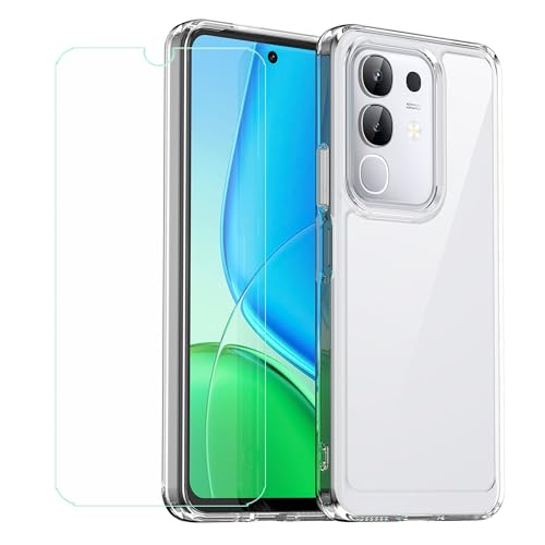 GYDQQKJ Displayschutz + Hülle für Vivo Y29 4G,Transparent Cover TPU Handyhülle Silikon Tasche Case Schutzhülle - Gehärtetes Glas Schutzfolie für (6.68") von GYDQQKJ