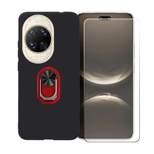 GYDQQKJ Handy Ringhalter Hülle Für Huawei Nova 14 Ultra 5G (6.81"),Schwarz Cover Handyhülle Silikon Tasche Case Schutzhülle + [HD Schutzfolie Anti-Fall Displayschutz] (Rojo Universal Ring) von GYDQQKJ