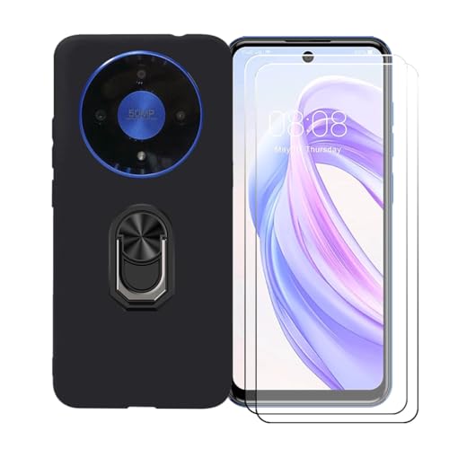 GYDQQKJ Handy Ringhalter Hülle Für Meizu mBlu 22 Pro 4G (6.79"),Schwarz Cover TPU Handyhülle Silikon Tasche Case Schutzhülle + [2X HD Displayschutz] (Schwarz Universal Ring) von GYDQQKJ
