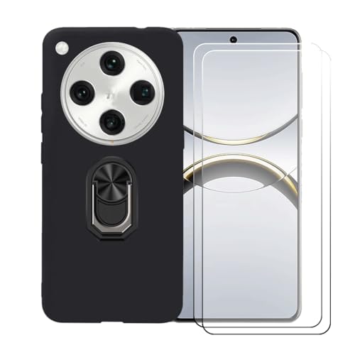 GYDQQKJ Handy Ringhalter Hülle Für Oppo Find X9 Pro 5G (6.78"),Schwarz Cover TPU Handyhülle Silikon Tasche Case Schutzhülle + [2X HD Displayschutz] (Schwarz Universal Ring) von GYDQQKJ