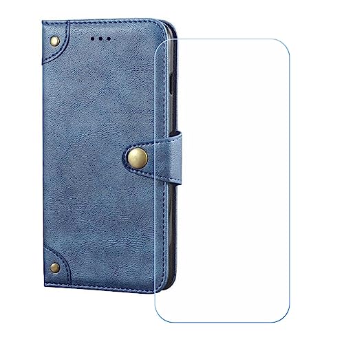 GYDQQKJ Hülle für Blackview Oscal Modern 8 6.75", Schutzhülle PU Leder + [Displayschutz Schutzfolie] - Flip mit Brieftasche Card Slot Kreditkarten Geldfächern Schale Case Blau von GYDQQKJ