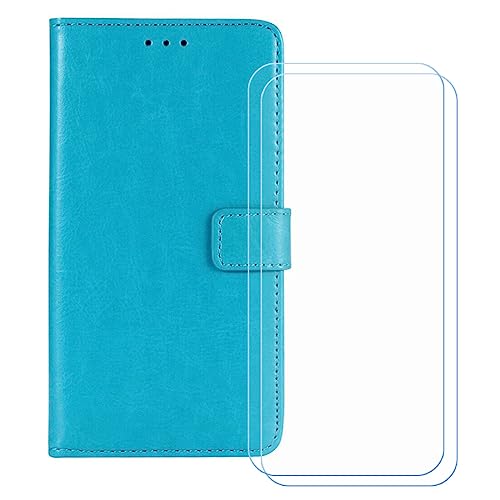 GYDQQKJ Hülle für Cubot King Kong X (6.58 Zoll), Schutzhülle PU Leder + [2 Tabletten Displayschutz Schutzfolie] - mit Brieftasche Card Slot Kreditkarten Geldfächern Case Himmel Blau von GYDQQKJ