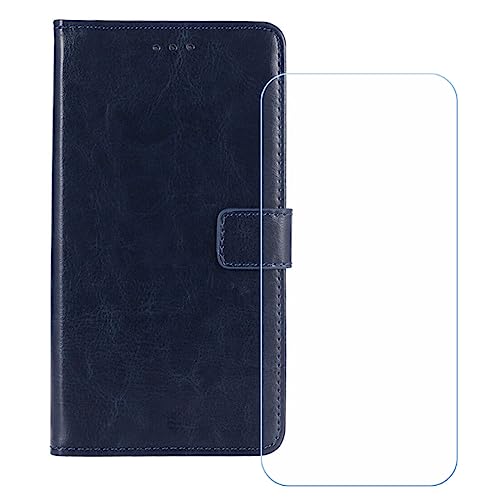 GYDQQKJ Hülle für Infinix Note 40 Pro 5G (6.78 Zoll), Schutzhülle PU Leder + [Displayschutz Schutzfolie] - Flip mit Brieftasche Card Slot Kreditkarten Geldfächern Schale Case Dunkel Blau von GYDQQKJ