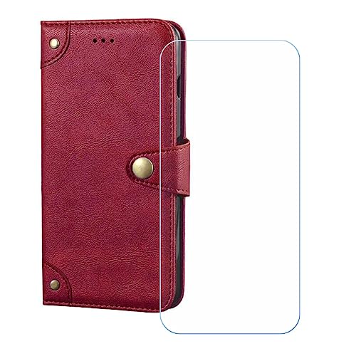GYDQQKJ Hülle für Oukitel G1 6.52", Schutzhülle PU Leder + [Displayschutz Schutzfolie] - Flip mit Brieftasche Card Slot Kreditkarten Geldfächern Case Rot von GYDQQKJ