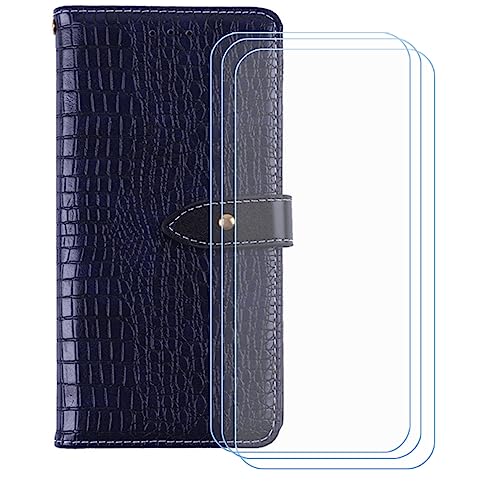 GYDQQKJ Hülle für infinix Note 50 Pro Plus (6.78"), Schutzhülle PU Leder + [3 Tabletten Displayschutz Schutzfolie] - mit Brieftasche Card Slot Kreditkarten Geldfächern Case Dunkel Blau von GYDQQKJ