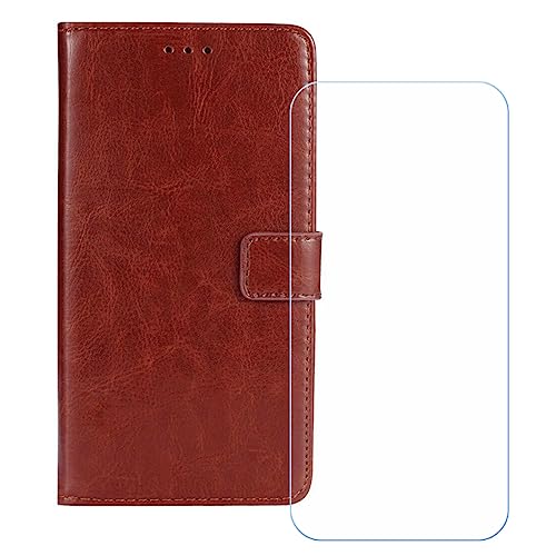 GYDQQKJ Hülle für infinix Note 50 Pro Plus (6.78 Zoll), Schutzhülle PU Leder + [Displayschutz Schutzfolie] - Flip mit Brieftasche Card Slot Kreditkarten Geldfächern Case Braun von GYDQQKJ