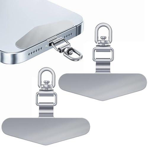 GYHWOFUL 2 Edelstahl Handy Lanyard Pads - Handykette Universalpads - Tragbar Telefon Halteband Patch - Dünn und Leicht - Multifunktionales Handytasche Patch (Silber) von GYHWOFUL