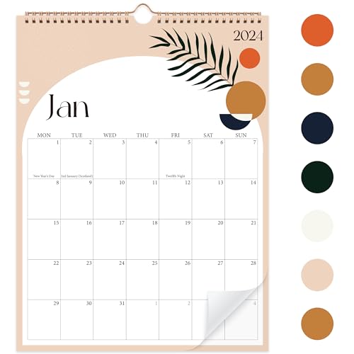 GYMSER Kalender 2024, UK-18 Monate, Wandkalender von Januar 2024 bis Juni 2025, Monatskalender, Planer für Büro, Familie, Boho-Stil von GYMSER