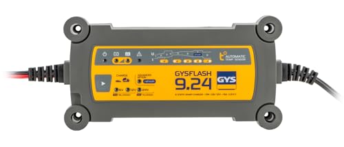 GYS – GYSFLASH 9.24 – Ladegerät/Aufrechterhaltung – Inverter – 230 V – Lieferung mit Anschlussklemm, 029477, GRAU von GYS