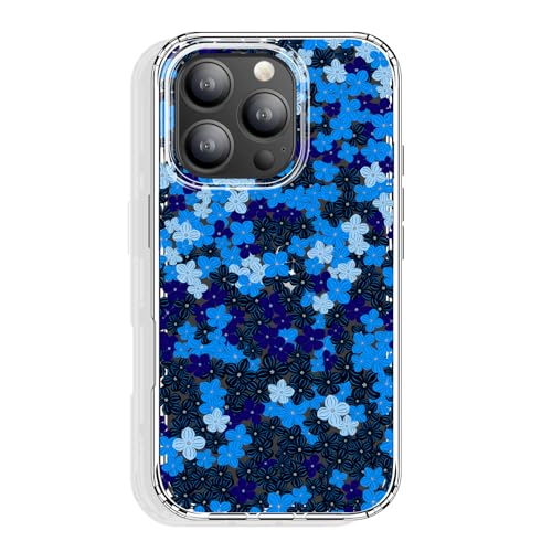 GYZYA Schutzhülle für iPhone 16 Pro, transparent, 16,3 cm (6,3 Zoll), mit Muster-Design, schützende dünne TPU-Abdeckung + stoßfester Stoßfänger, für Frauen und Mädchen, Marineblau mit Blumenmuster von GYZYA