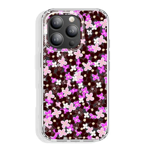 GYZYA Schutzhülle für iPhone 16 Pro, transparent, 16,3 cm (6,3 Zoll), mit Muster-Design, schützende dünne TPU-Abdeckung + stoßfester Stoßfänger, für Frauen und Mädchen (Rosa Schwarz Blumenmuster) von GYZYA