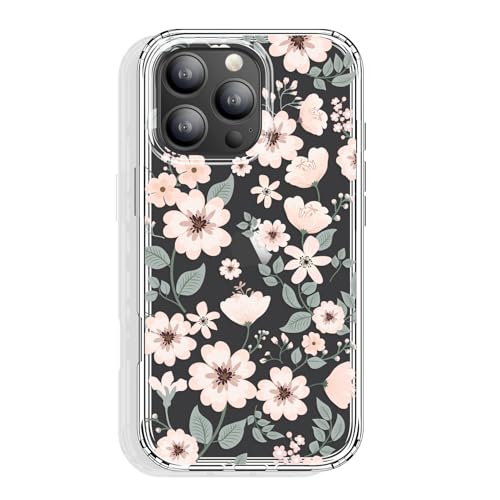 GYZYA Schutzhülle für iPhone 16 Pro Max, Klar 6,9 Zoll mit Muster Design, schützende dünne TPU-Abdeckung + stoßfester Stoßfänger für Frauen und Mädchen (Blumen/Rosa) von GYZYA