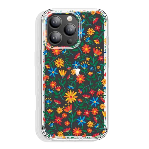 GYZYA Schutzhülle für iPhone 16 Pro Max, transparent, 17,5 cm (6,9 Zoll), mit Muster-Design, schützende dünne TPU-Abdeckung + stoßfester Stoßfänger, für Frauen und Mädchen (Blumengarten) von GYZYA