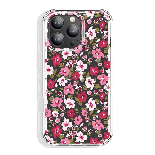 GYZYA Schutzhülle für iPhone 16 Pro Max, transparent, 17,5 cm (7,5 Zoll), mit Muster-Design, schützende dünne TPU-Abdeckung + stoßfester Stoßfänger, für Frauen und Mädchen (rosa Blumen) von GYZYA
