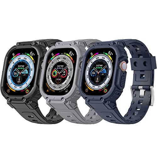 GZ GZHISY 3 Packungen Armband-Schutzhülle kompatibel mit Apple Watch Ultra 2 49 mm für iWatch Serie 9, 8, 7, SE, 6, 5, 4, 3, 2, 1, Sport, Herren und Damen, robustes Militär-Armband, von GZ GZHISY