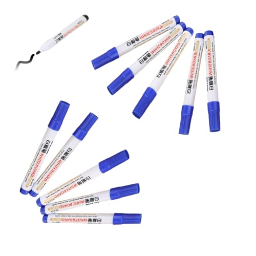 GZBABY Whiteboard-Marker, trocken abwischbar, 6 Stück, Whiteboard-Marker mit Rundspitze, abriebfest, Whiteboard-Stift für Schule, Büro, Zuhause (blau) von GZBABY