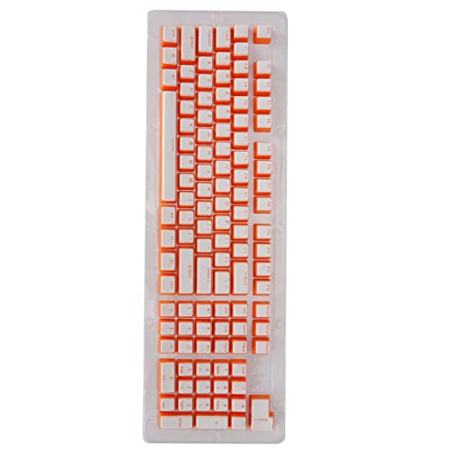 Tastenkappen in OEM-Höhe, ergonomisches Design Tastenkappen für breite Palette FOS Step für die meisten mechanischen Tastaturen(Weiß-orange-rotes Wort) von GZD