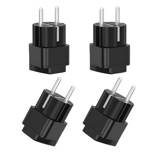 GZGXKJ 4 Stück Universal Reiseadapter Adapter Deutschland Stecker Reisestecker Steckdosenadapter EU Reisestecker Travel Adapter Für Usa Uk Thailand Schweiz Italien Schwarz von GZGXKJ