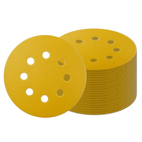 100Stk 125mm Klett Schleifpapier, Exzenter Schleifscheiben, 8-Loch Korn 320 Schleifpads, Schleifmittel Resistent gegen Zusetzen für Exzenterschleifer Schleifmaschine Poliermaschine von GZKTY