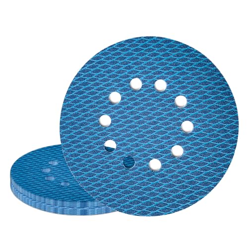 10Stk 225mm Klett Schleifpapier, Exzenter Schleifscheiben, 10-Loch Korn 60 Schleifpads, Schleifmittel Resistent gegen Zusetzen für Exzenterschleifer Schleifmaschine Poliermaschine von GZKTY