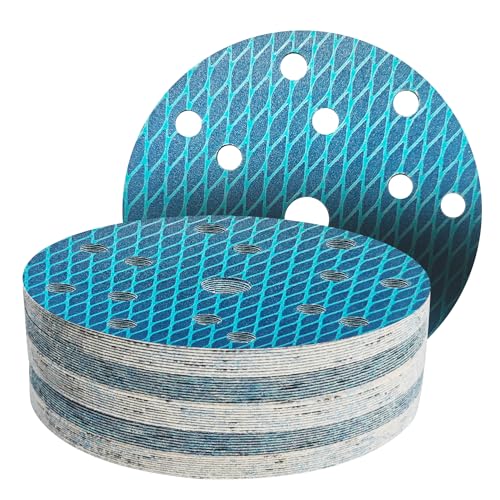 GZKTY 50Stk 150mm Klett Schleifpapier, Exzenter Schleifscheiben, 15-Loch Korn 240 Schleifpads, Schleifmittel Resistent gegen Zusetzen für Exzenterschleifer Schleifmaschine Poliermaschine von GZKTY