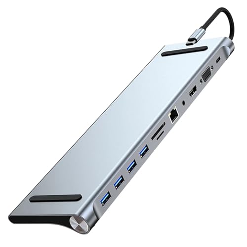 USB C Dockingstation 11 in 1 Dual Monitor mit 2 HDTV + PD + 3 USB Ports + SD/TF Kartenleser + VGA Ethernet Kompatibel mit HDMI 4K + Audio für PC, Mac und Laptop USB C Dockingstation 11 in 1 Dual Monitor mit 2 HDTV + PD + 3 USB Ports + SD/TF Kartenleser + VGA Ethernet Kompatibel mit HDMI 4K + Audio für PC, Mac und Laptop von GZLMMY
