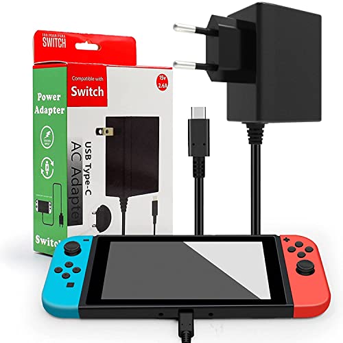 Ladegerät für Switch Console Netzteil Unterstützt TV-Modus Schnelles Aufladen mit 1,5m/5ft Kabel Kompatibel mit Switch Lite (Black) von GZW-Shop