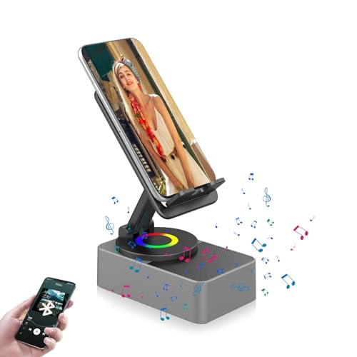 Bluetooth Lautsprecher mit Faltbarer Handyhalterung, 3 in 1 Tragbarer Musikbox Bluetooth,Wireless Induction Audio Bluetooth Speaker,Handy Ständer mit Anti-Rutsch Basis,Geschenke für Männer Frauen (B) Bluetooth Lautsprecher mit Faltbarer Handyhalterung, 3 in 1 Tragbarer Musikbox Bluetooth,Wireless Induction Audio Bluetooth Speaker,Handy Ständer mit Anti-Rutsch Basis,Geschenke für Männer Frauen (B) von GZWY