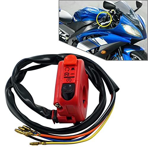 YFUK 7/8" 22mm Lenker Start Kill Light ON/Off Schalter 12V Motorrad Schalter Rot Universal Für Scheinwerfer, Warnblinkanlage Nebelscheinwerfer Motorstartschalte von GZYF