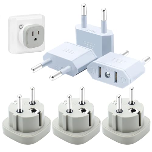 GZhaizhuan 6 STK US to EU Adapter, Stecker Adapter 3 Flache Loch und 3 DF-5, Reiseadapter US auf EU, USA Adapter Steckdose für Geräte mit USA-Netzteil von GZhaizhuan