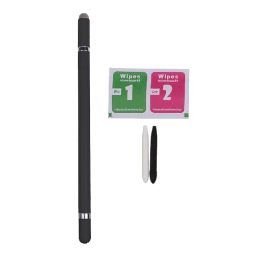 Kapazitiver Stylus mit hoher Empfindlichkeit, Faser und Stoff, 3-in-1, 3 Spitzen, universell für Touchscreen-Stifte für alle Tablets, Handys, Zeichenstifte für Handys, Tablets (schwarz) von GaRcan