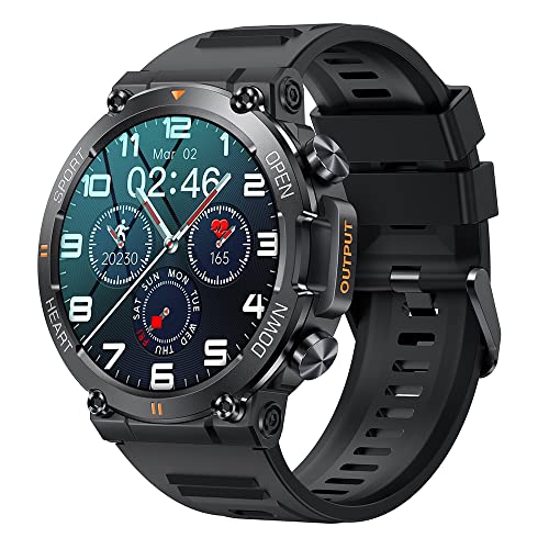 GaWear Smartwatch Herren mit Telefonfunktion,1,39 Zoll 360 * 360HD,Fitnessuhr Herren Musiksteuerung, Herzfrequenz,Schrittzähler,Kalorien, usw.Fitness Tracker für Männer ios Android(Schwarz) von GaWear