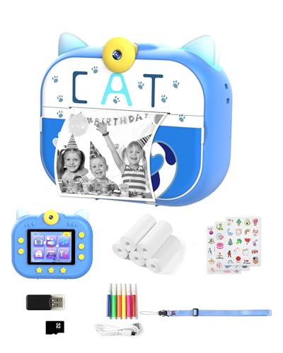 Gaaqii Sofortbildkamera, 24 MP / 1080P, Sofortbildkamera für Kinder, mit 5 Rollen Druckpapier, Fotokamera, Geschenke für Kinder von 3 bis 14 Jahren, Blau von Gaaqii