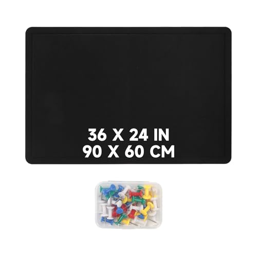Gachiwar 60x90 cm Schwarze Pinnwand mit Holzrahmen - Memo Board, DIY Filz Pinwand mit Nägeln - Dekorative Wandtafel für Küche, Büro, Schule und Zuhause (BK-6090) von Gachiwar