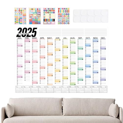 Gacqpli Wandkalender 2025 groß, Jahreswandkalender 2025 - Jährlicher Schulplaner,Familienplaner von Januar 2025 bis Dezember 2025, Heimdekoration, Schreibtischzubehör für Kinder und Erwachsene von Gacqpli