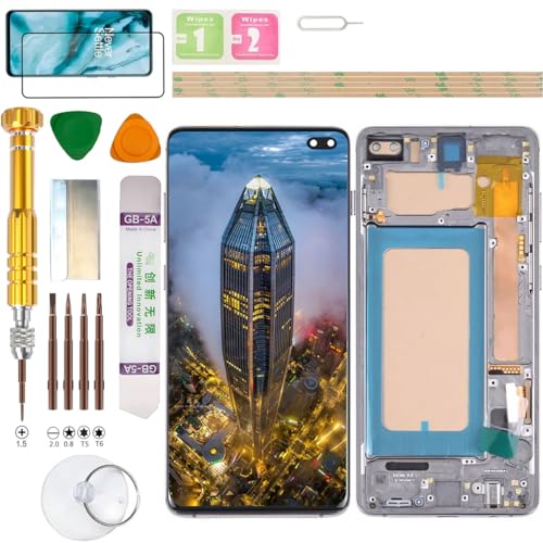 Gadget Troops (Kein Fingerabdruck) LCD Display Assembly für Samsung Galaxy S10+ Plus SM-G975F/DS, G975U, G975U1, G975W, G975X, SC-05L Bildschirm Ersatz Kit (Schwarz) von Gadget Troops