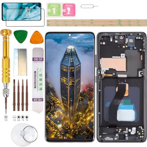 Gadget Troops (Kein Fingerabdruck) LCD Display Assembly für Samsung Galaxy S21 Ultra 5G SM-G998B/DS, G998B, G998U, G998U1, G998W, G998N, G9980 Screen Replacement Kit (Schwarz) von Gadget Troops