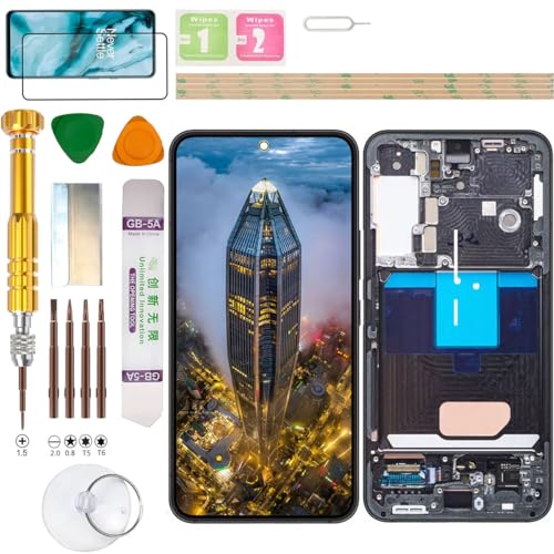 Gadget Troops (Kein Fingerabdruck) LCD Display Assembly für Samsung Galaxy S22 SM-S901B/DS, S901B, S901U, S901U1, S901W, S901N, S9010, S901E Bildschirm Ersatz Kit (Schwarz) von Gadget Troops