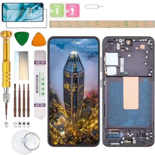 Gadget Troops (Kein Fingerabdruck) LCD Display Assembly für Samsung Galaxy S23 SM-S911B/DS, S911B, S911U, S911U1, S911W, S911N, S9110, S911E Bildschirm Ersatz Kit (Schwarz) von Gadget Troops