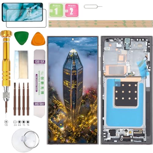 Gadget Troops (Kein Fingerabdruck) LCD Display Assembly für Samsung Galaxy S24 Ultra 5G SM-S928B/DS, S928B, S928U, S928U1, S928W, S928N, S9280, S928E Bildschirm Ersatz Kit (Schwarz) von Gadget Troops
